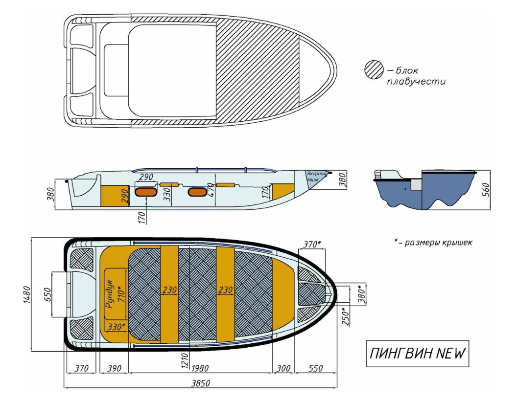 Стеклопластиковая лодка Пингвин New (тримаран) в Химках
