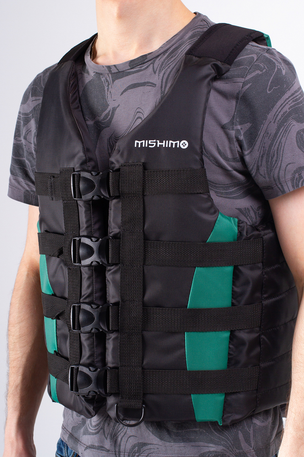 Жилет спасательный MISHIMO PRO Премиум качества Черно-зеленый в Химках