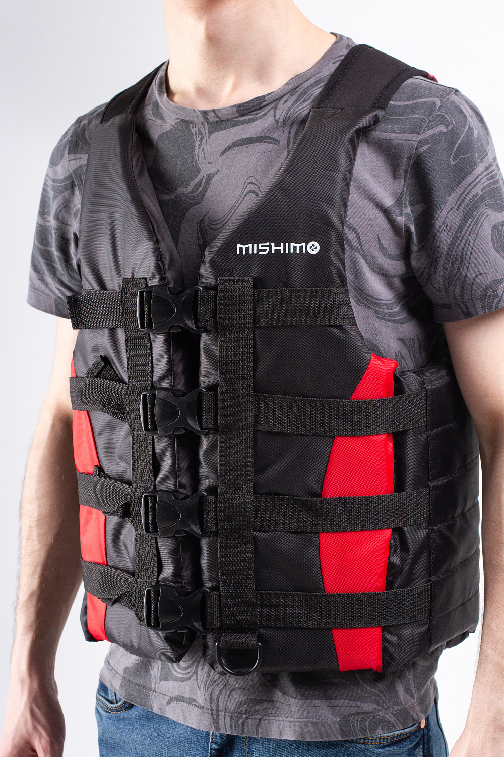 Жилет спасательный MISHIMO PRO Премиум качества Черно-красный в Химках